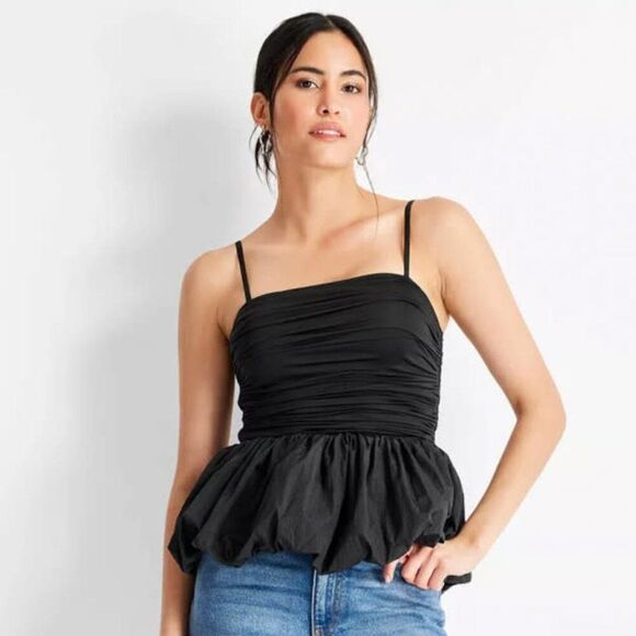 Future Collective Slim Fit Ruched Bubble Tank Top Size Small NWOT, Feminine Chic - Picture 1 of 7